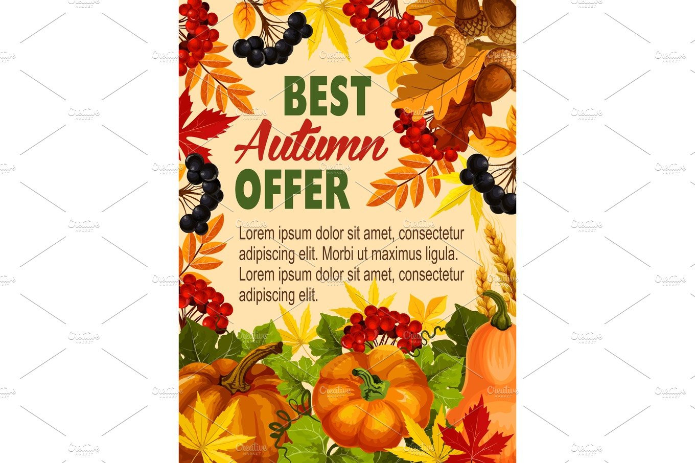 Autumn sale farm market vector discount poster cover image.