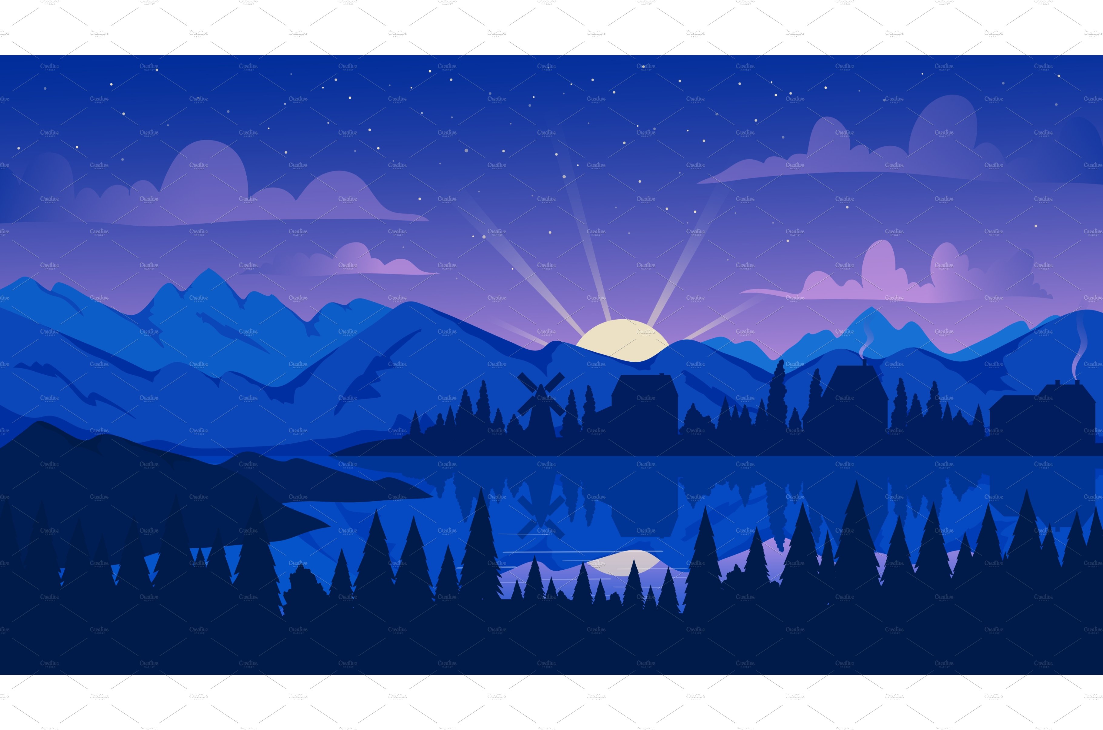Night lake mountain landscape cover image.