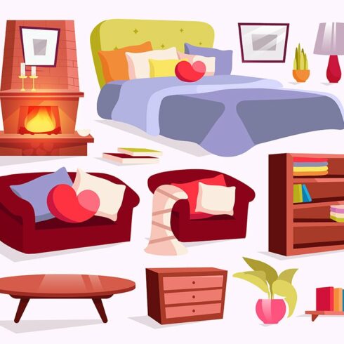 Classic furniture illustrations set cover image.