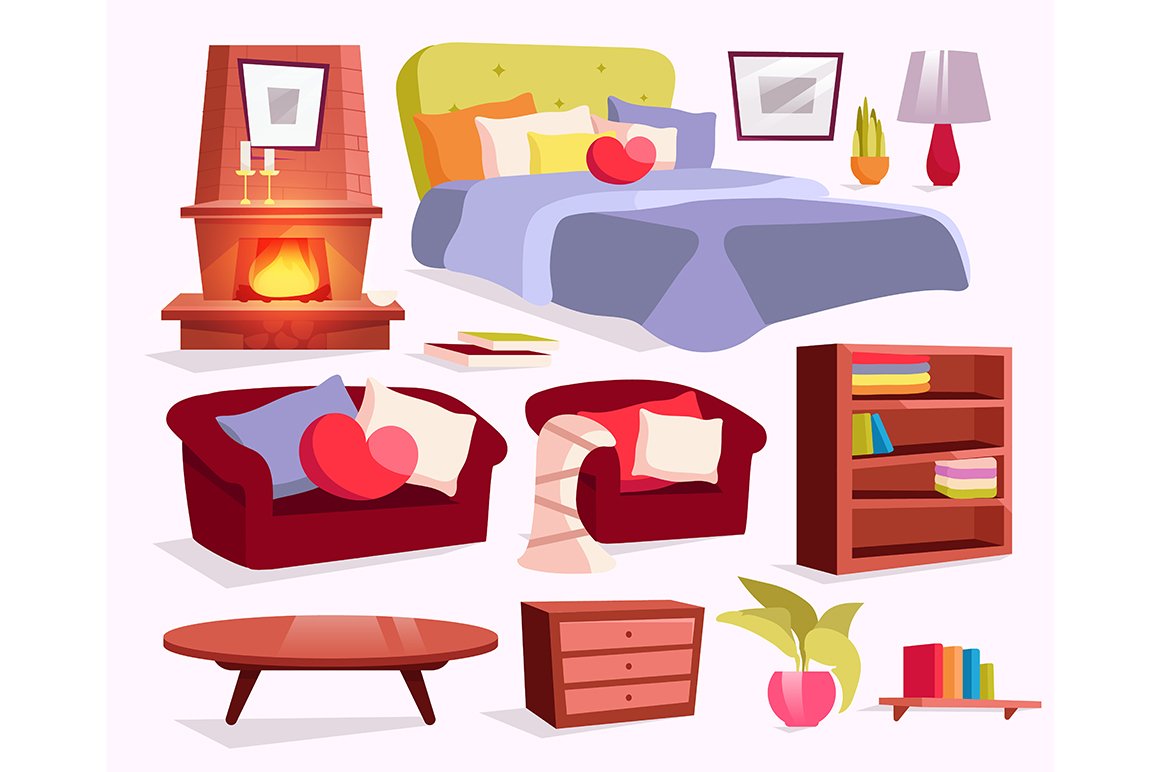 Classic furniture illustrations set cover image.