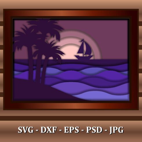 Sunset Sea 3D Paper Cut Panel cover image.