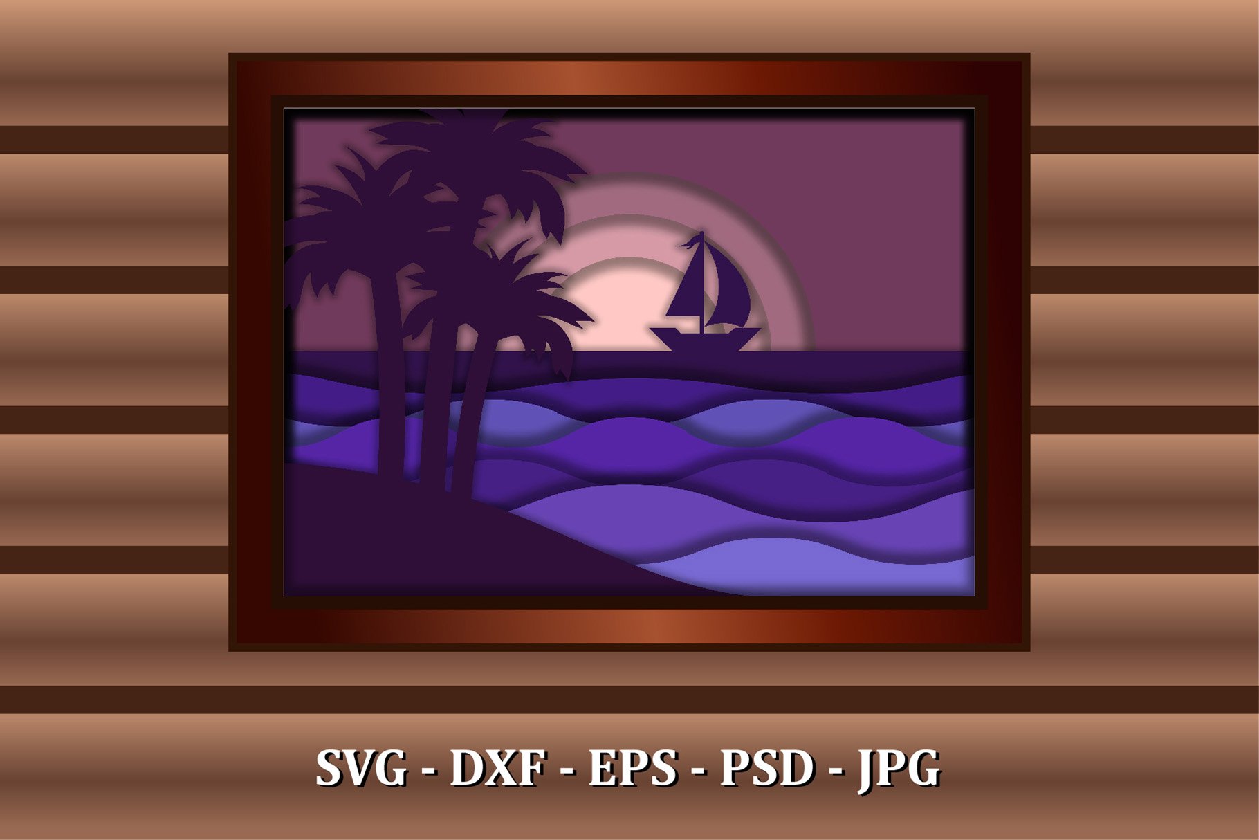 Sunset Sea 3D Paper Cut Panel cover image.