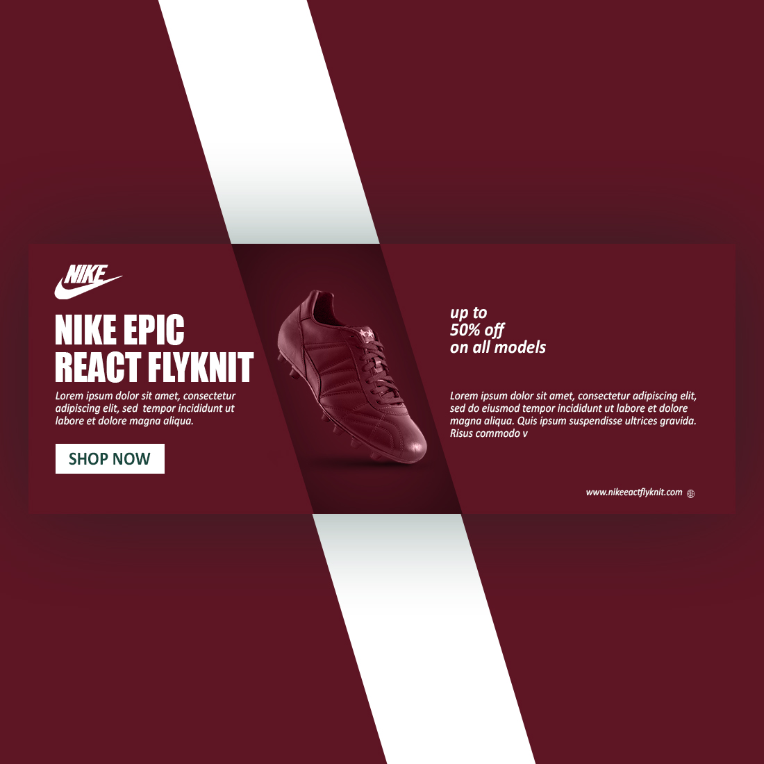 Nike Epic React flyknit banner preview image.
