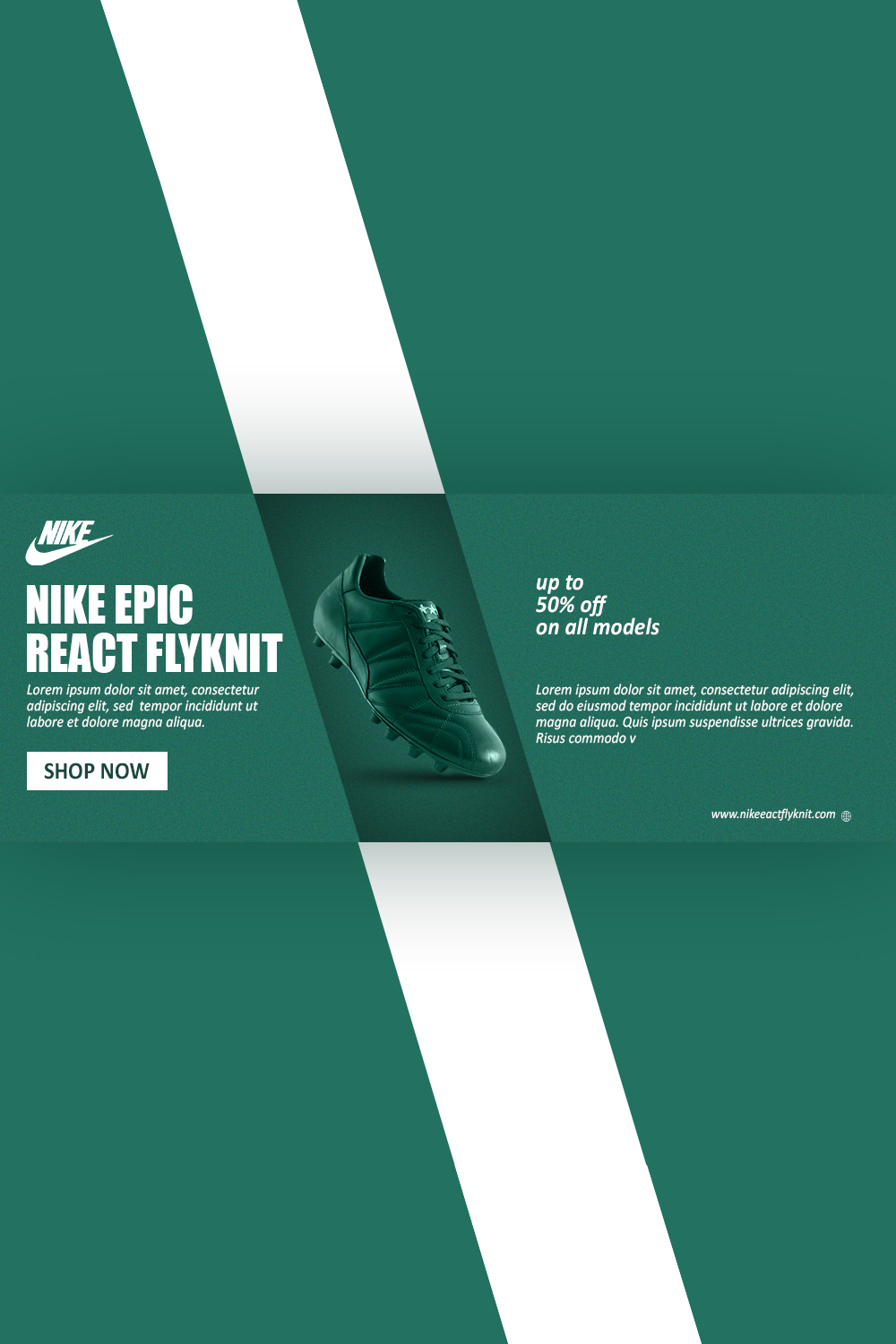 Nike Epic React flyknit banner pinterest preview image.