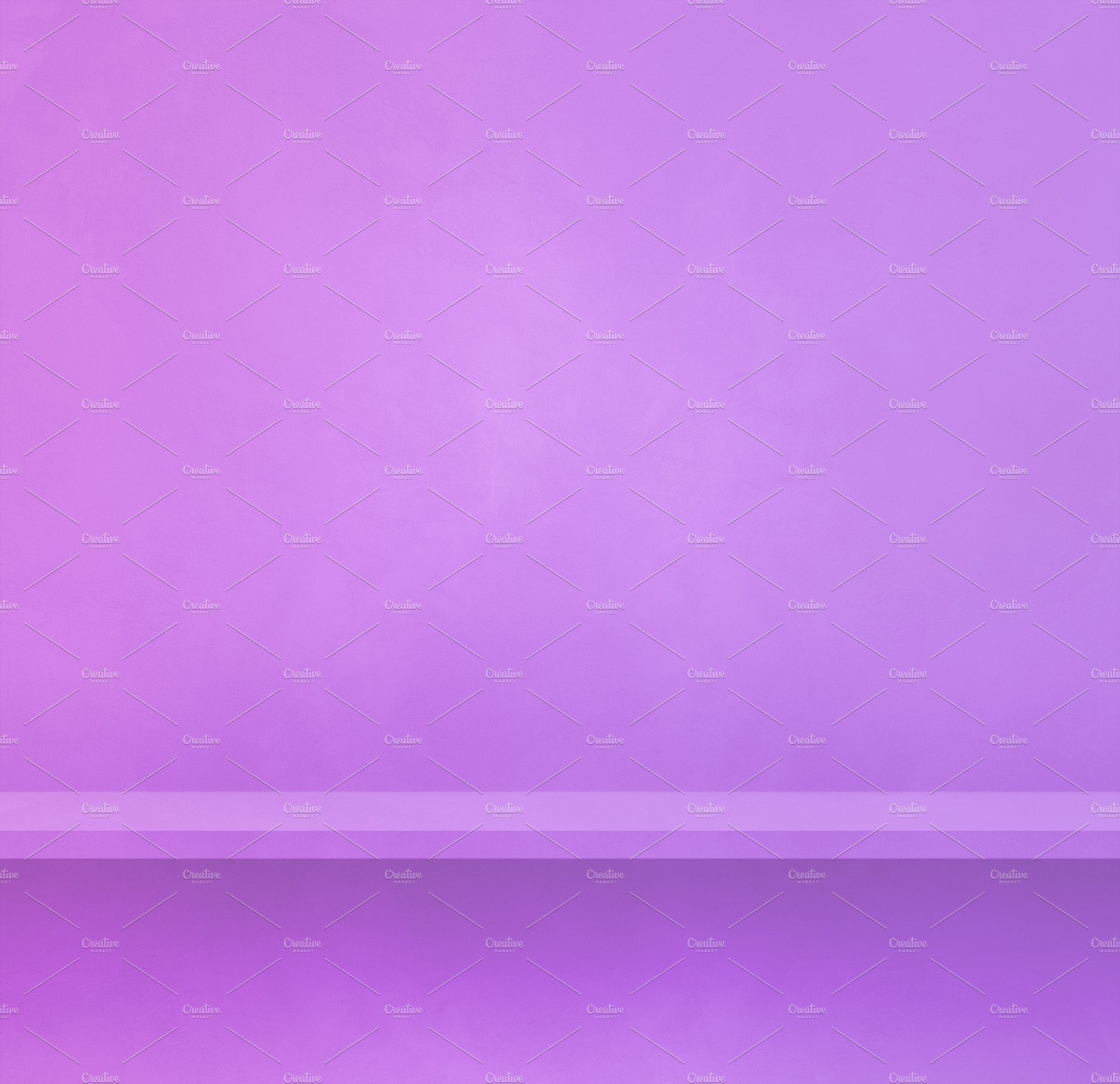 Empty shelf on a mauve wall. Background template. Square banner cover image.