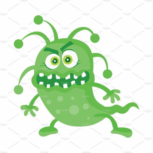 Green Bacteria Cartoon Vector cover image.