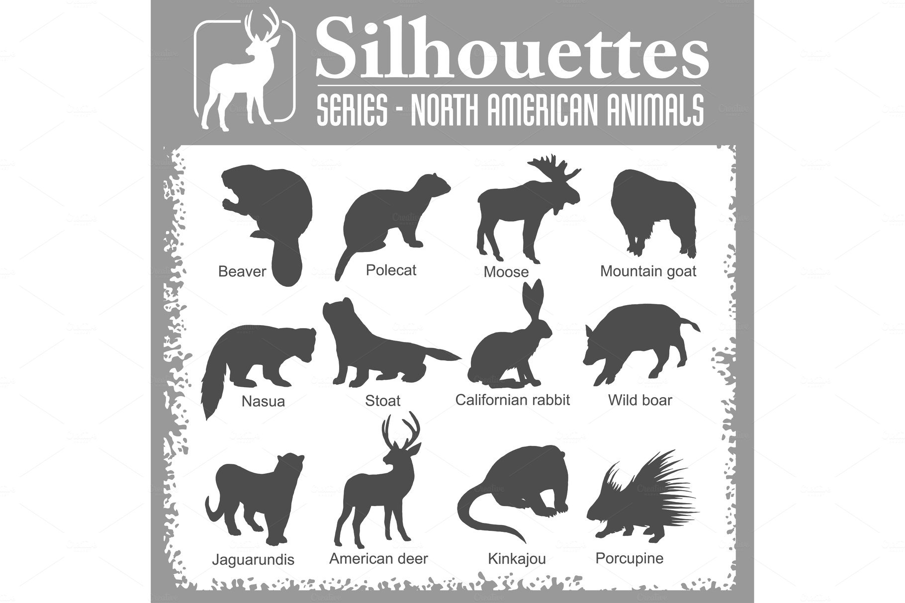 Silhouettes - North American animals cover image.