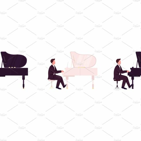 Piano players flat character set cover image.