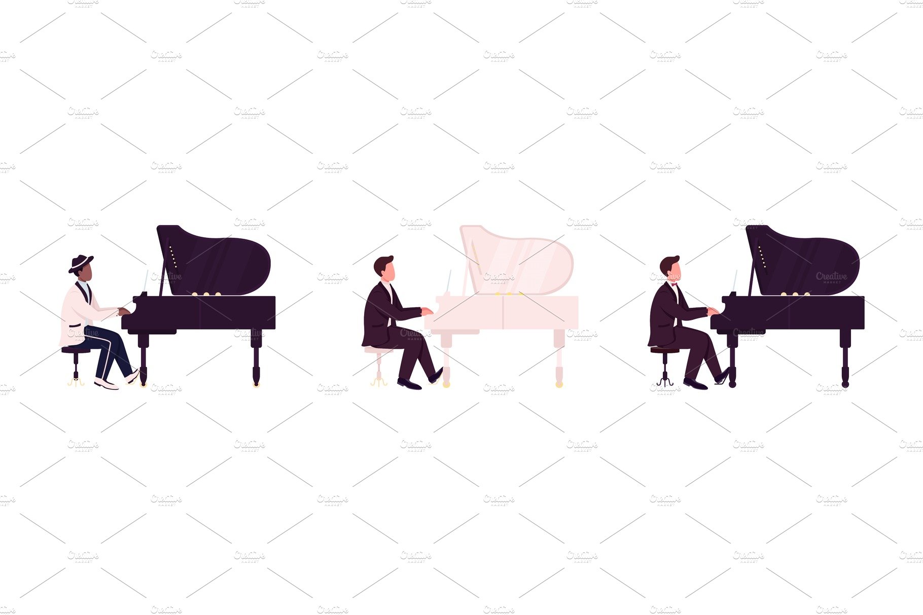 Piano players flat character set cover image.
