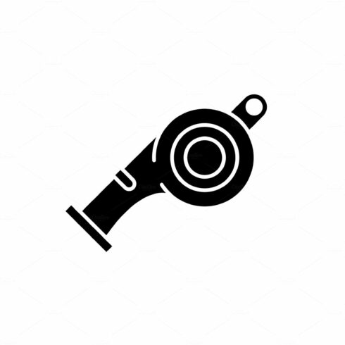 Whistle black icon, vector sign on cover image.