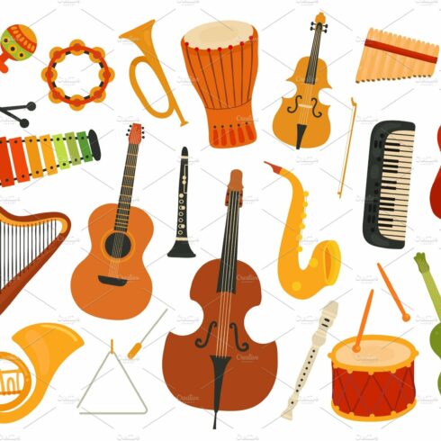 Musical instruments. Music sound cover image.