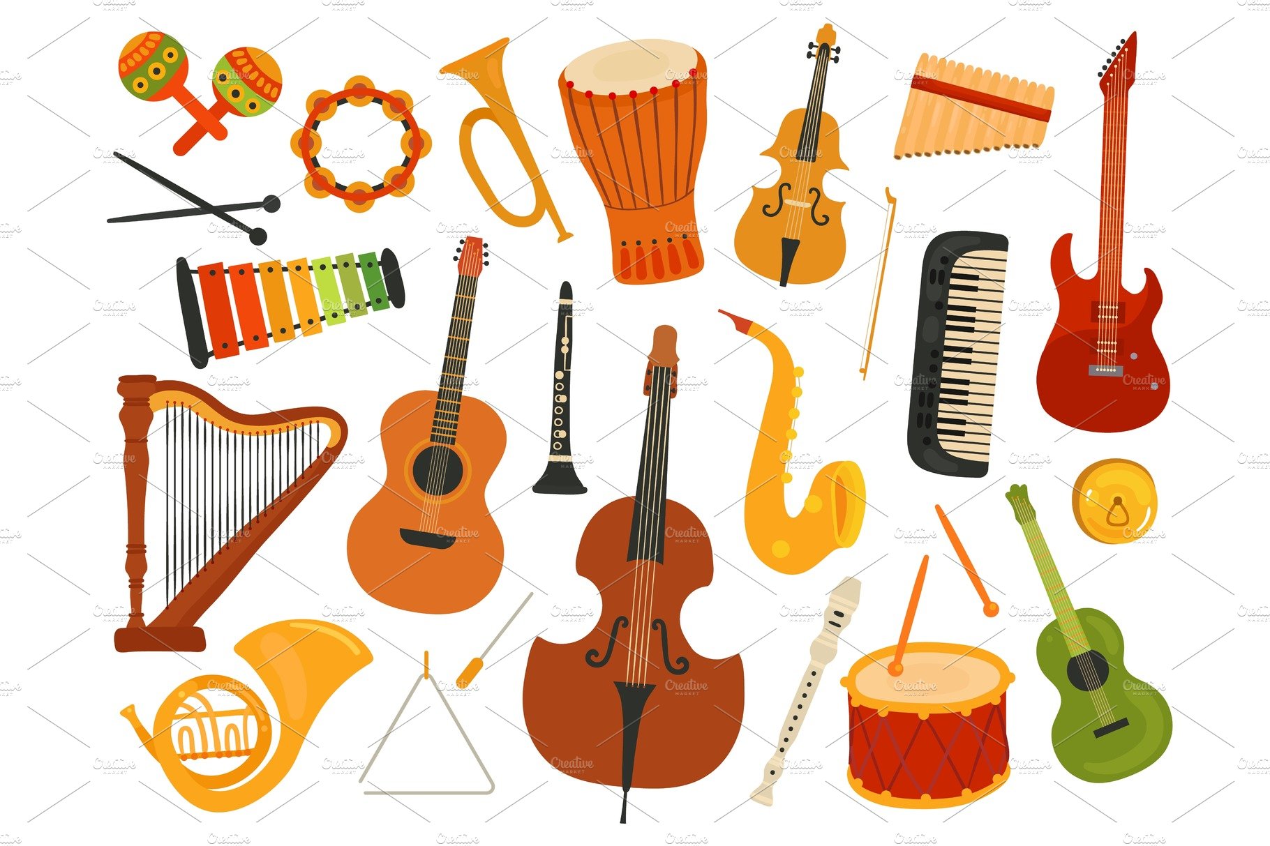 Musical instruments. Music sound cover image.