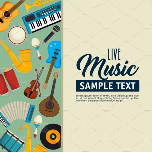 set musical instruments icons cover image.