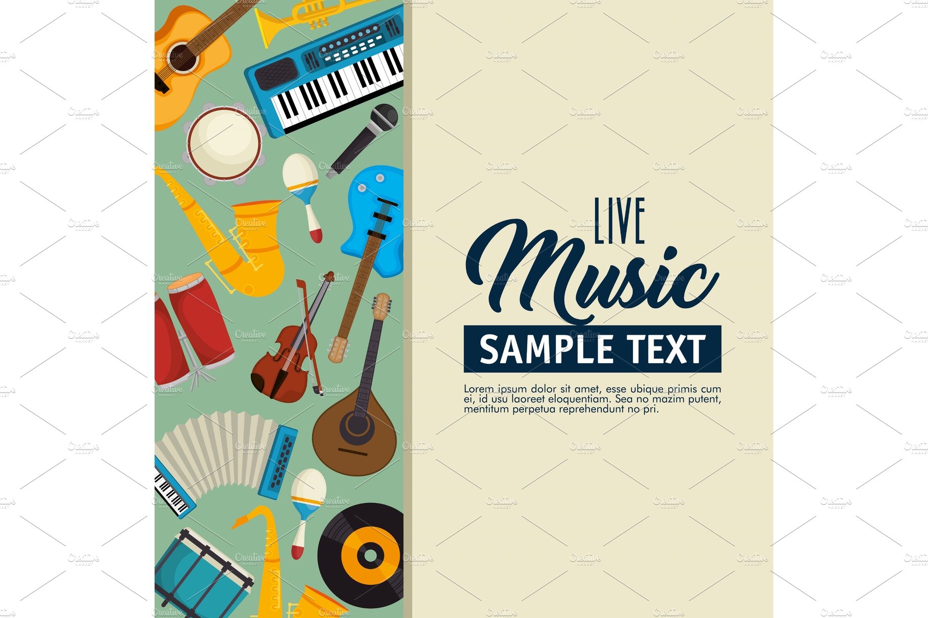 set musical instruments icons cover image.