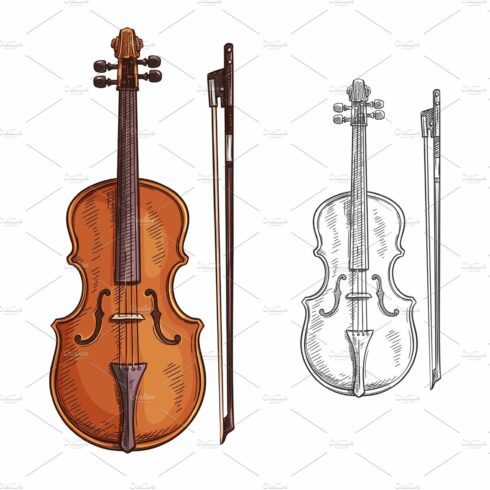 Violin and bow vector poster cover image.