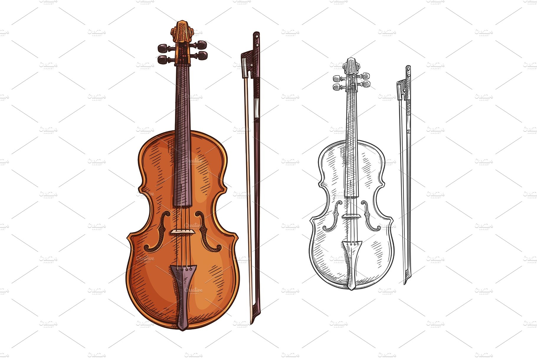 Violin and bow vector poster cover image.
