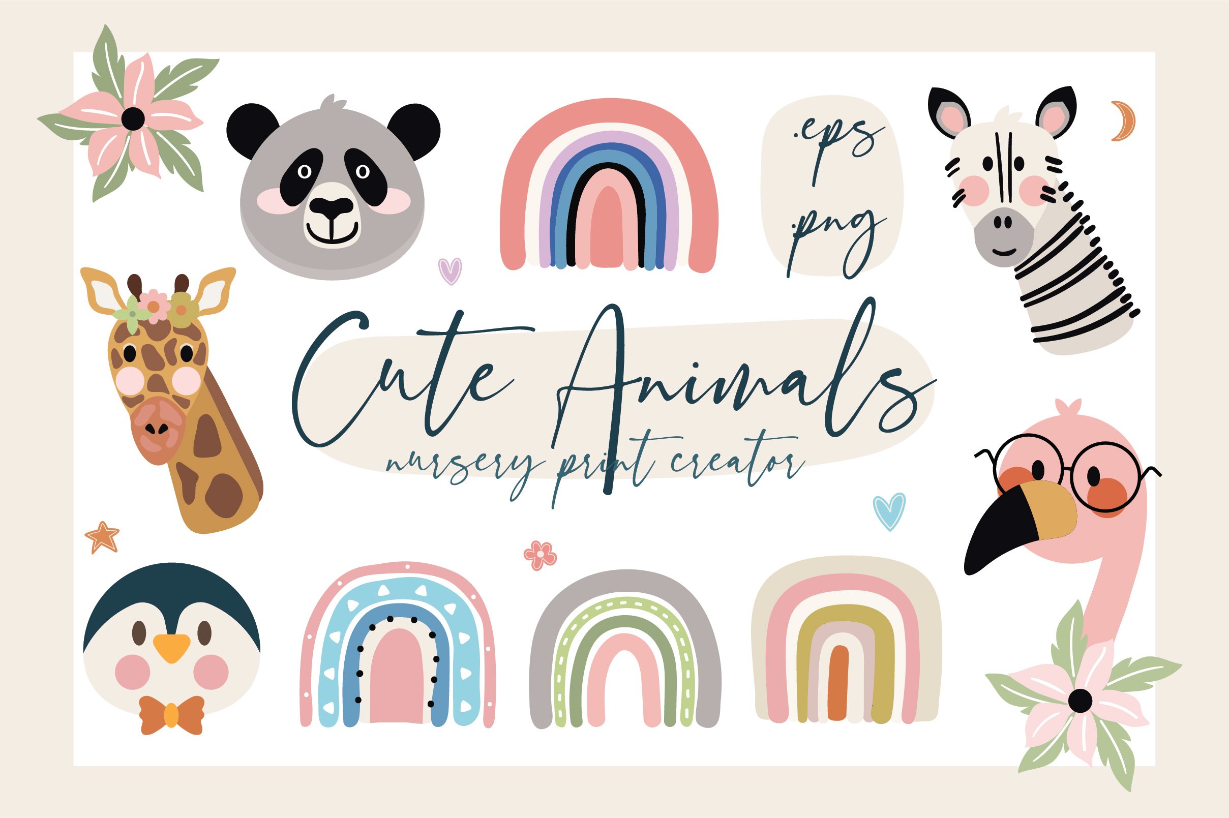 Cute Animals Nursery Print cover image.