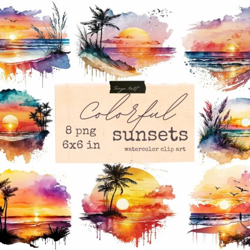 Colorful Sunsets Png Clipart cover image.