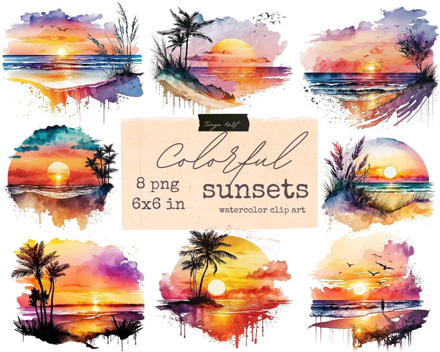 Colorful Sunsets Png Clipart cover image.