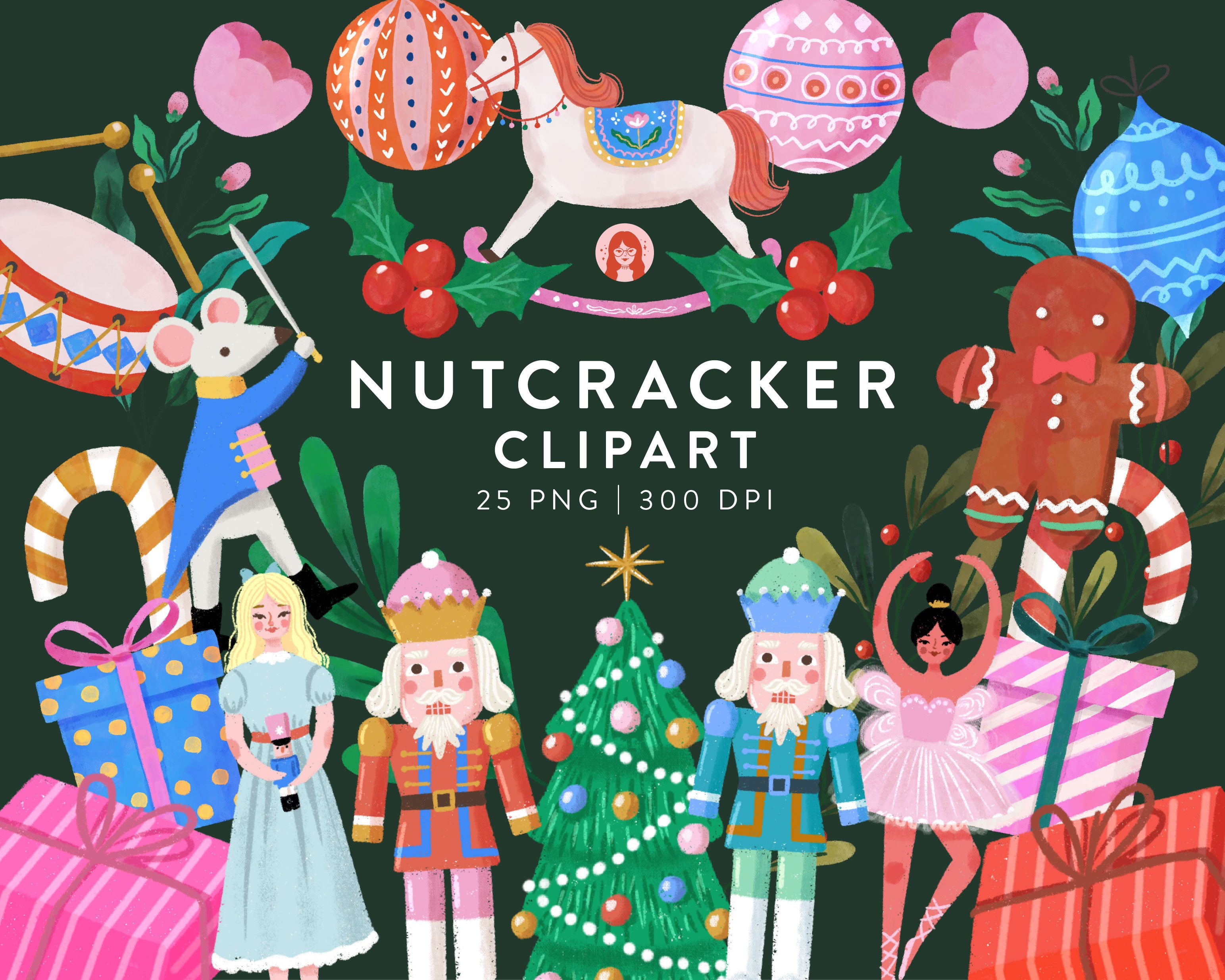 Nutcracker Christmas Watercolor Set cover image.