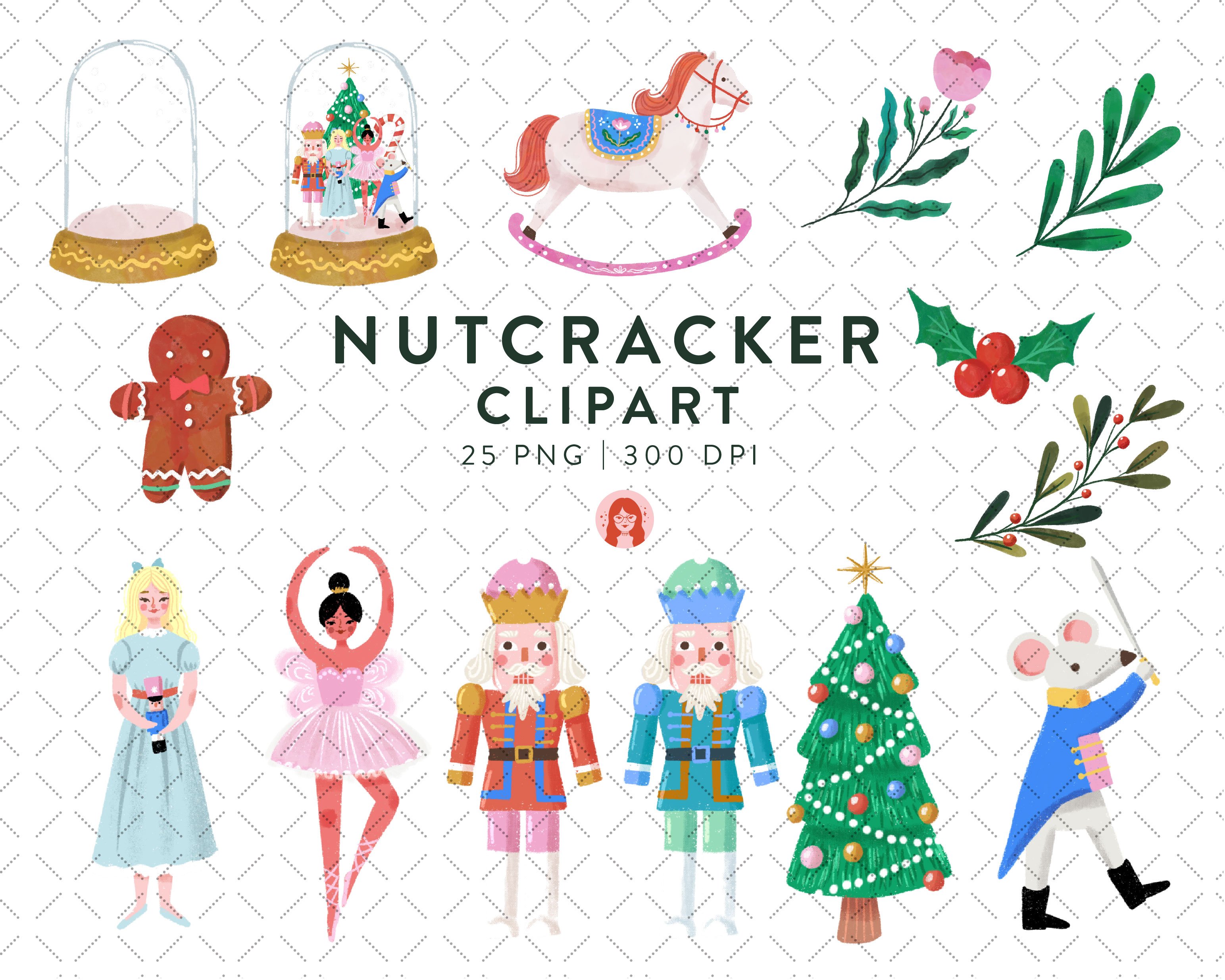 Nutcracker Christmas Watercolor Set preview image.