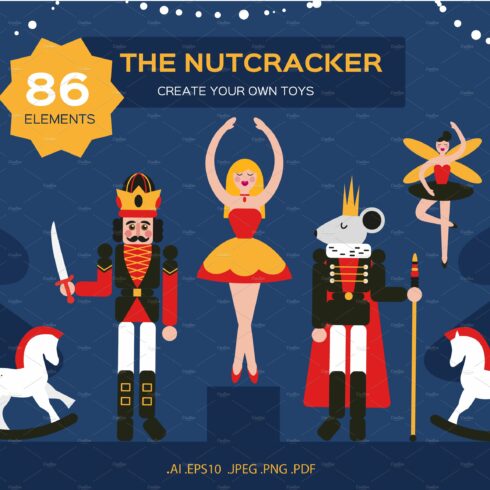 Nutcracker Christmas Set Vector cover image.