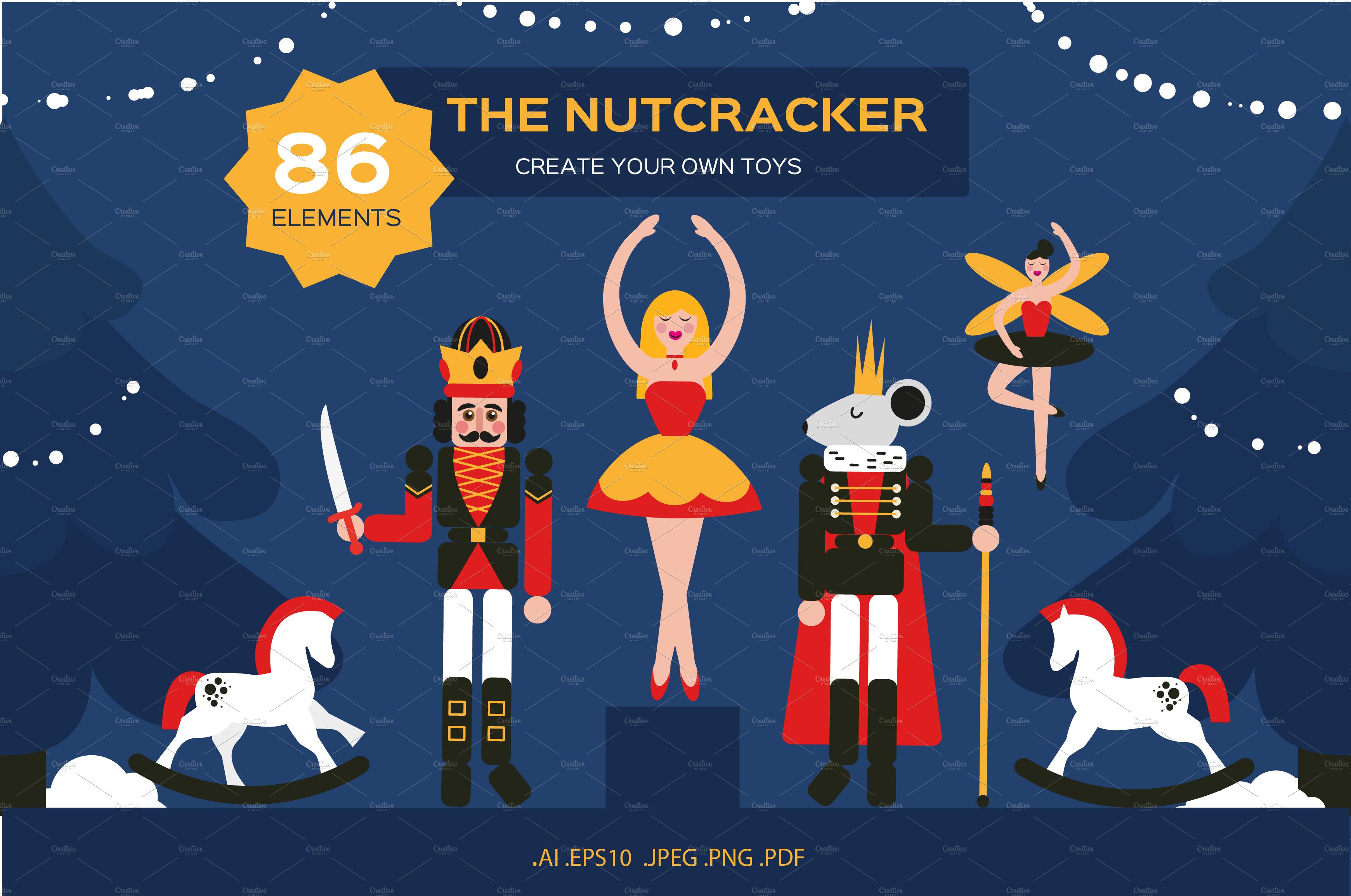 Nutcracker Christmas Set Vector cover image.