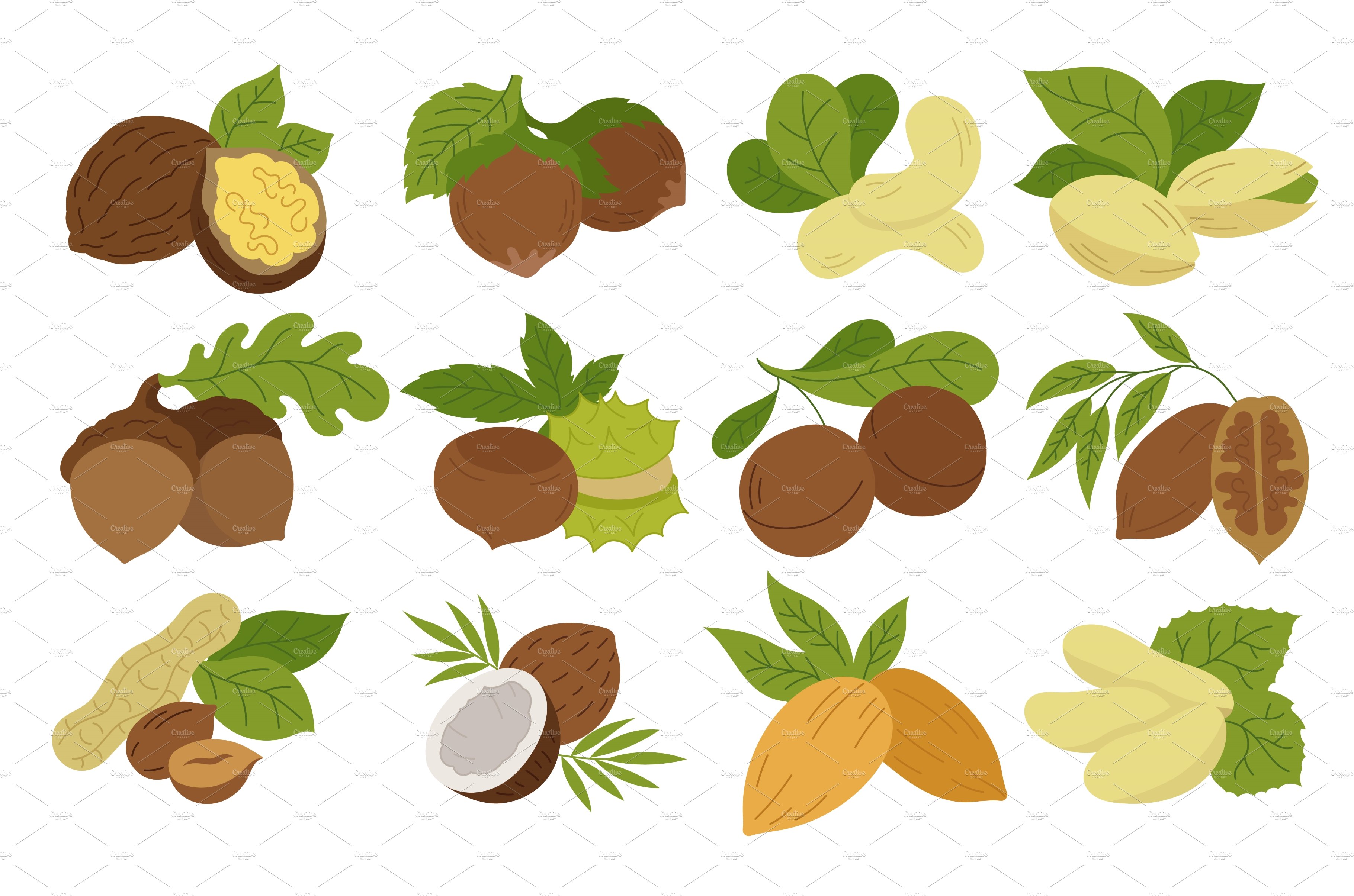 Different types of nuts. Set of – MasterBundles