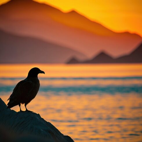 Backlit with a seagull in the foreground and a amazing golden su cover image.