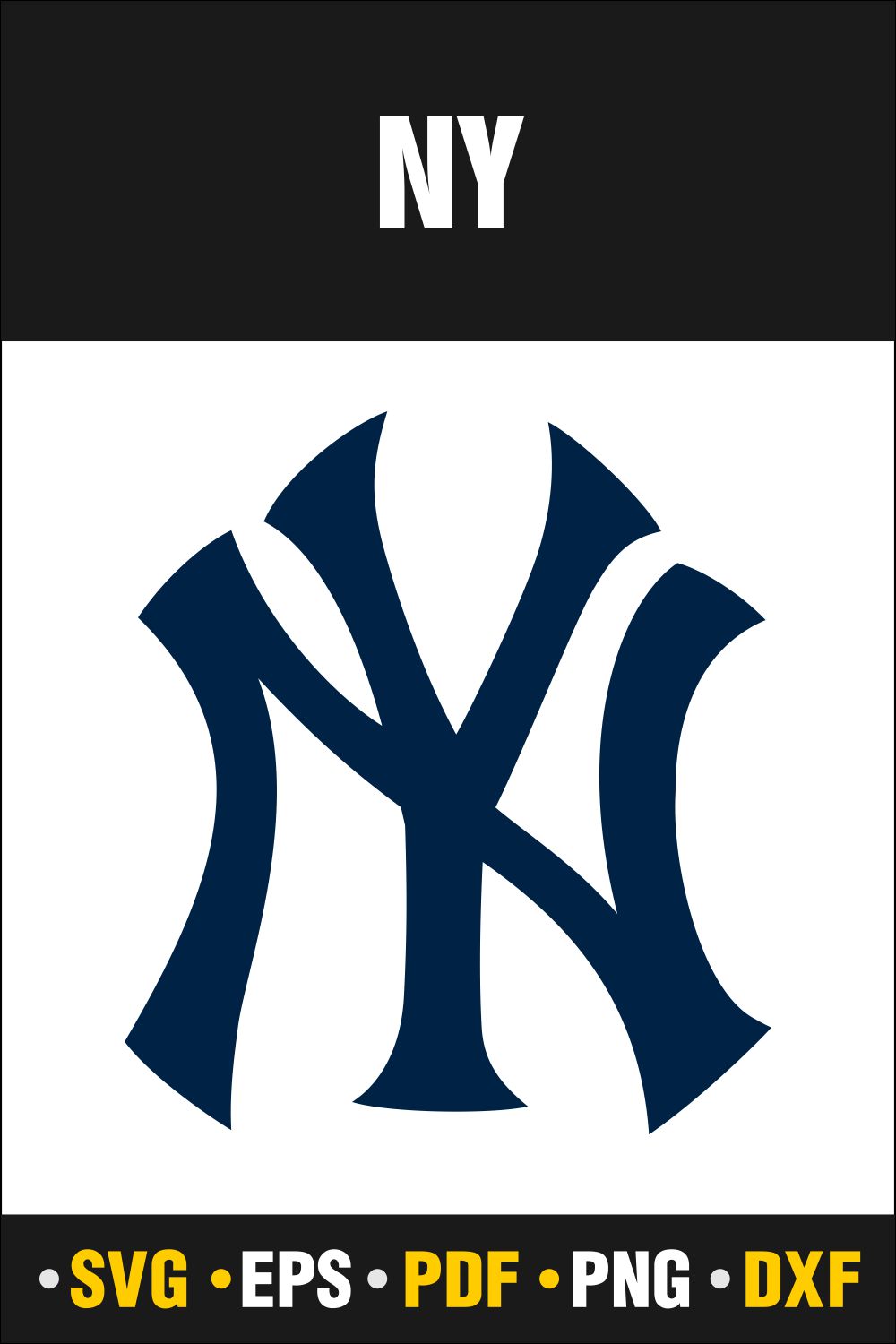 New York Yankees Svg, NY Svg Vector Cut file Cricut, Silhouette, Pdf Png, Dxf, Decal, Sticker, Stencil, Vinyl pinterest preview image.