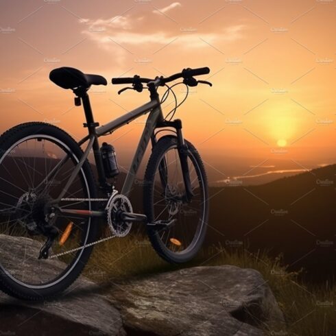 Bike on mountain trail at sunset cover image.