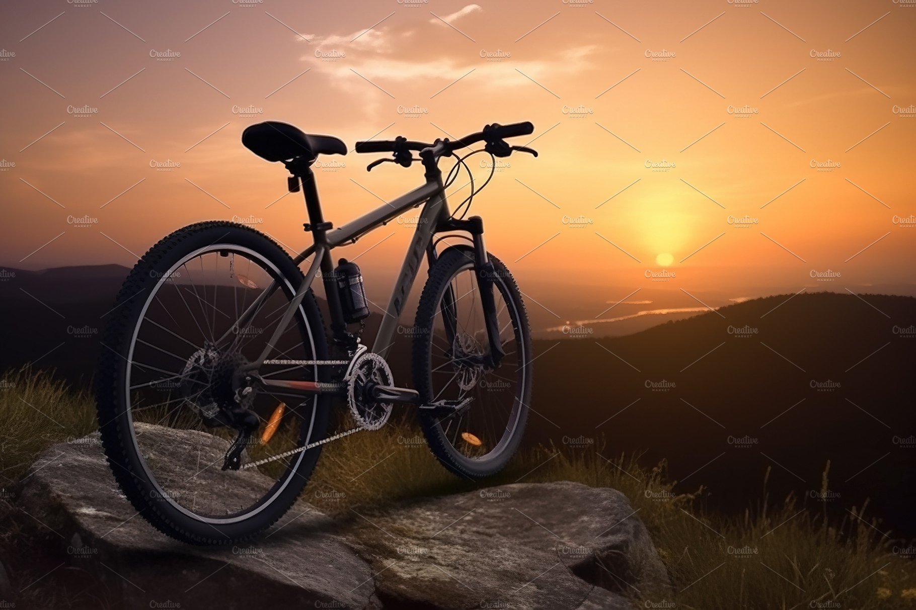 Bike on mountain trail at sunset cover image.