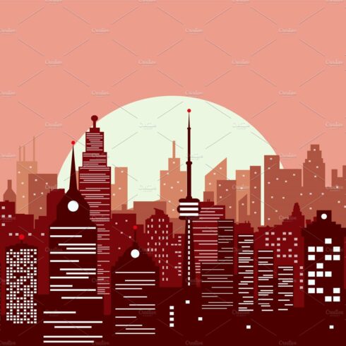 City skyline at sunset cover image.