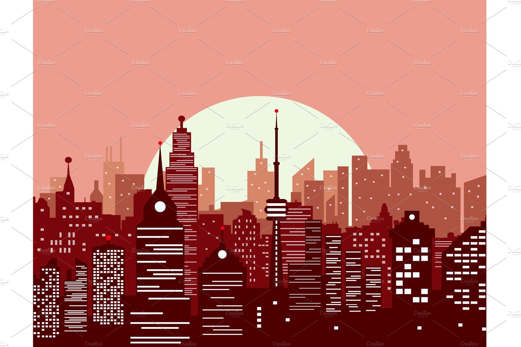 City skyline at sunset cover image.