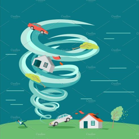 Natural Disaster Flat Design Vector Illustration cover image.