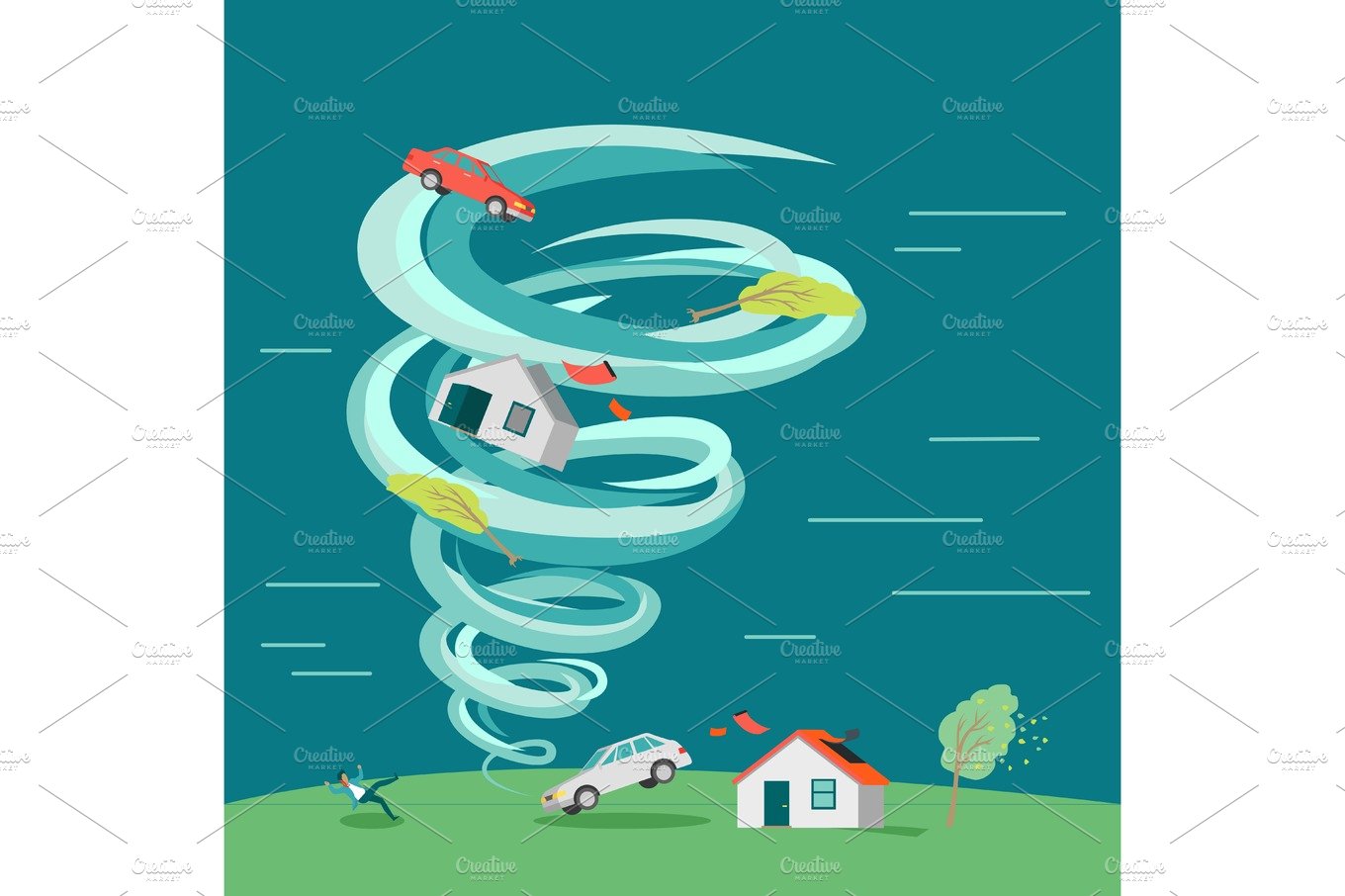 Natural Disaster Flat Design Vector Illustration cover image.
