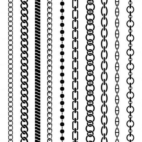 Chain borders. Seamless black chains cover image.