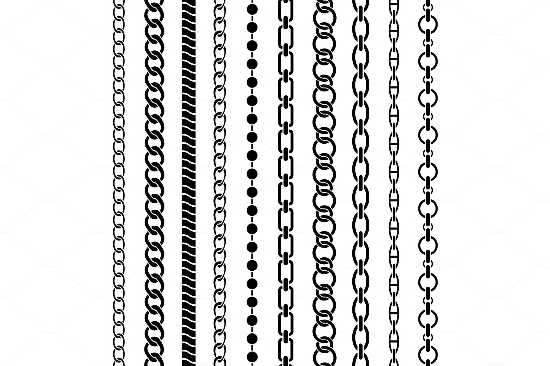 Chain borders. Seamless black chains cover image.