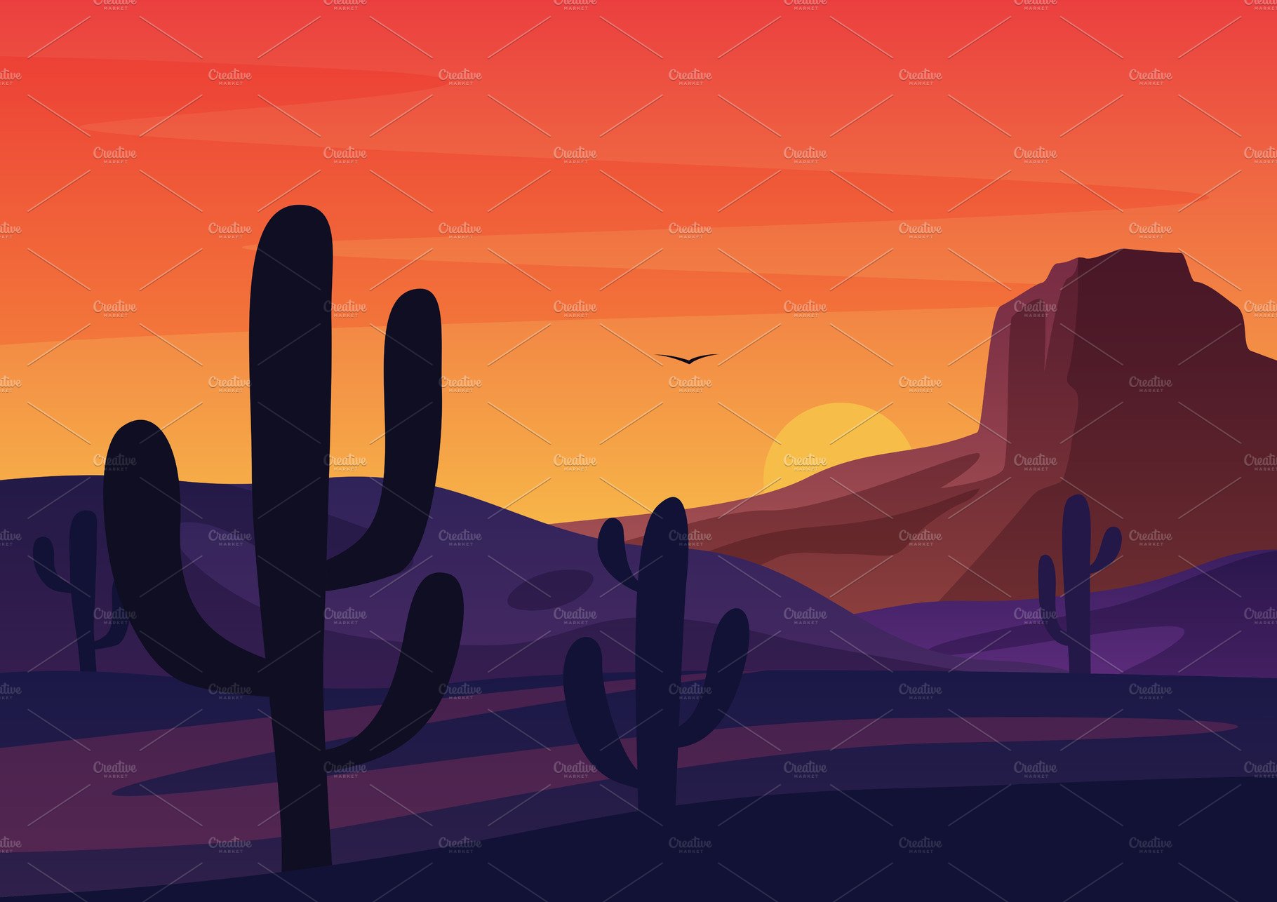Arizona Desert sunset landscape – MasterBundles