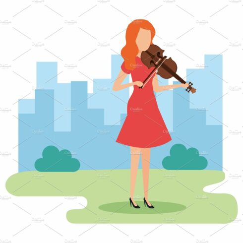 woman playing violin character cover image.