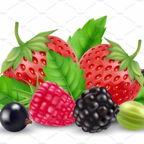 Realistic berries vector. Strawberry cover image.
