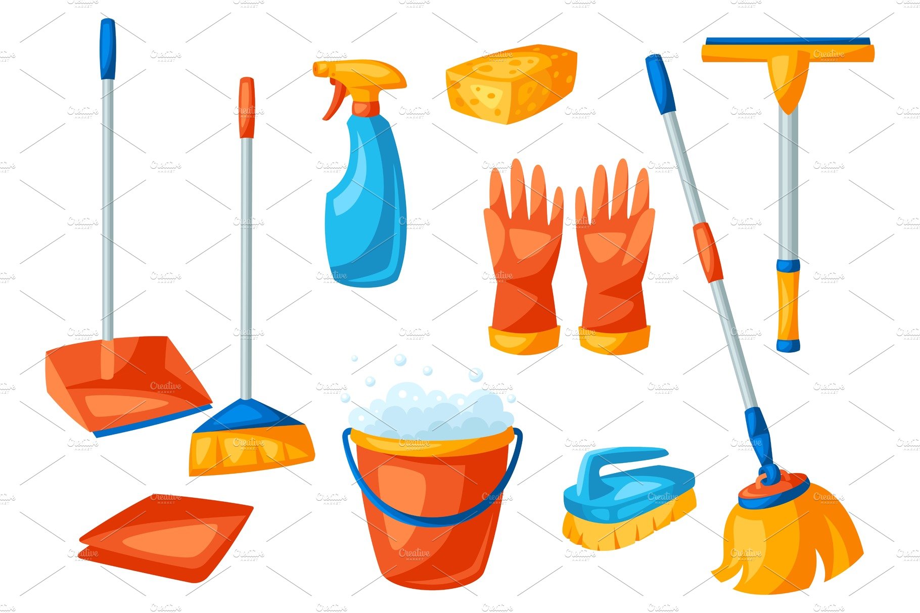 Housekeeping cleaning items set. cover image.
