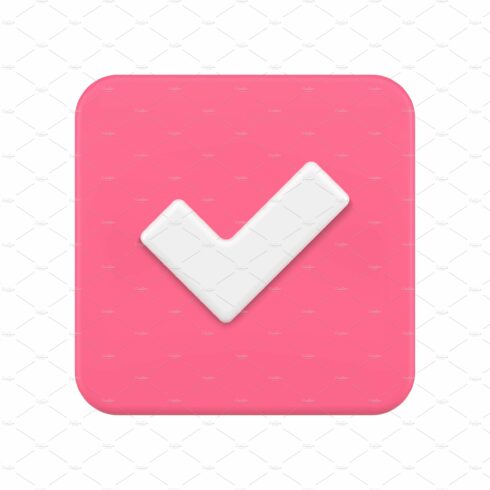Realistic checkmark pink button done cover image.