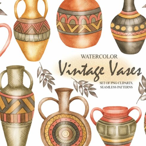 Watercolor Vintage Pots, Vases cover image.