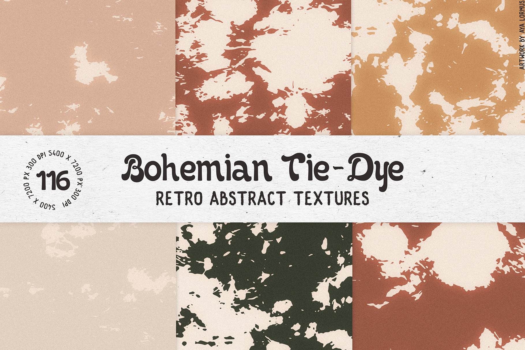Bohemian TieDye Retro textures cover image.