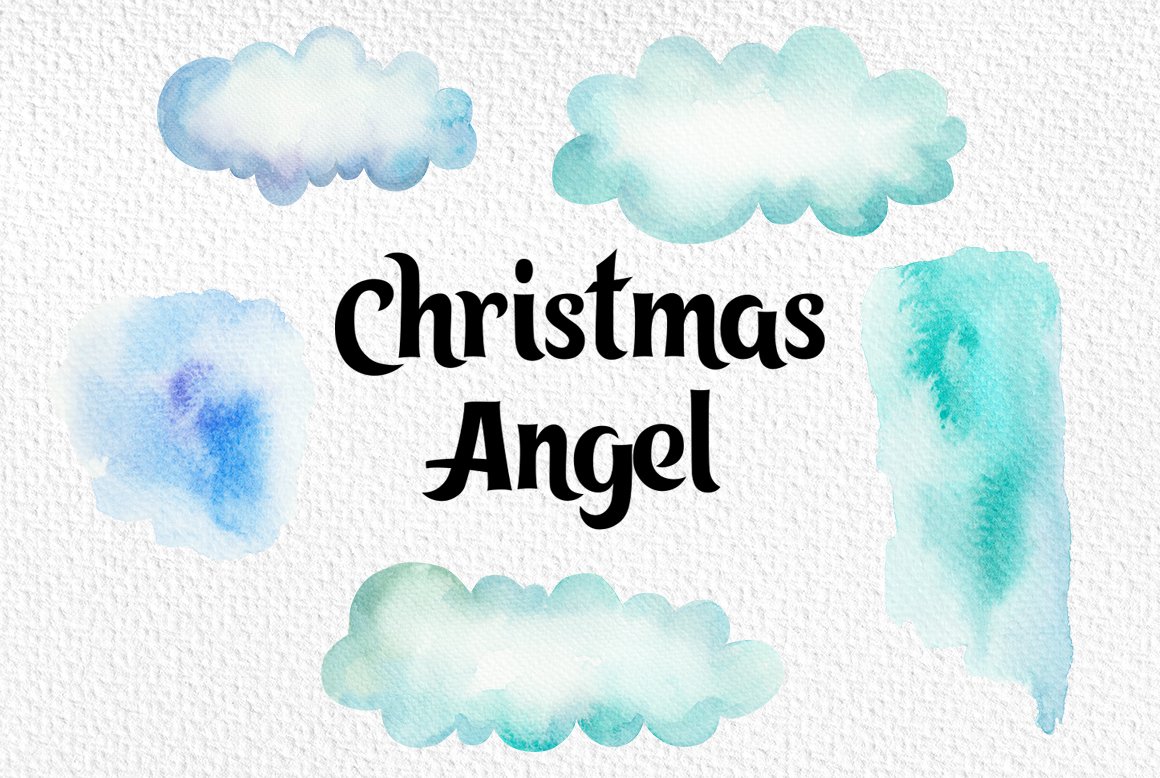 Christmas Angel watercolor clipart preview image.