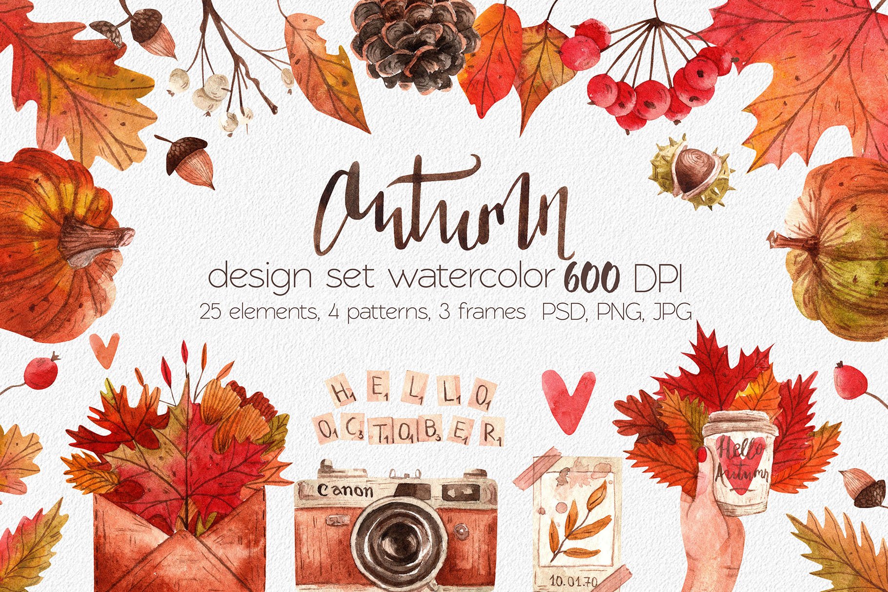 Autumn watercolor set cover image.