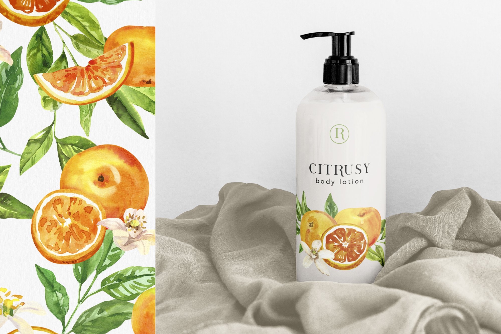 Citrusy Fruits watercolor collection preview image.