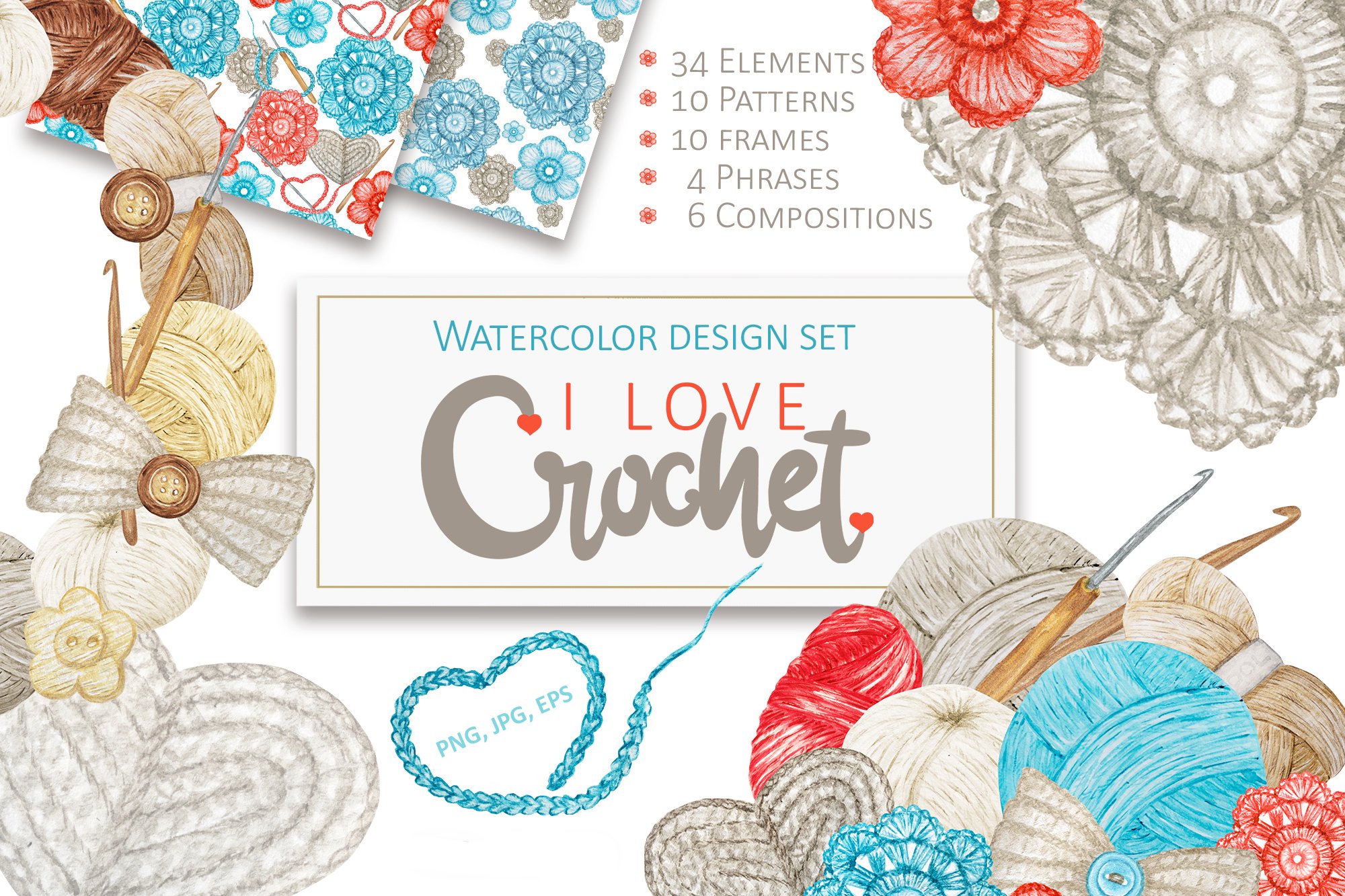 Crochet Knitting Watercolor logotype cover image.