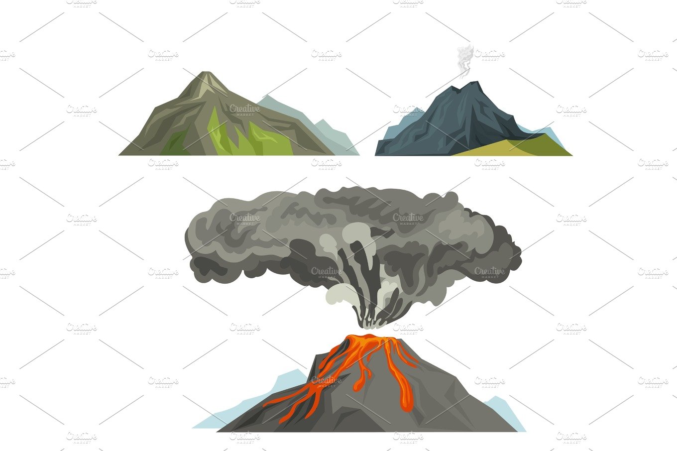 Volcano magma nature blowing up with smoke volcanic eruption lava mountain ... cover image.